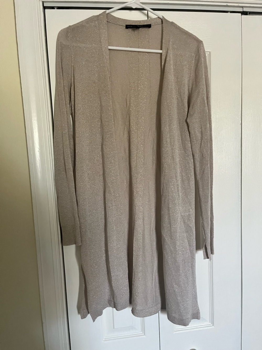Light Beige Sparkle Long Open Cardigan